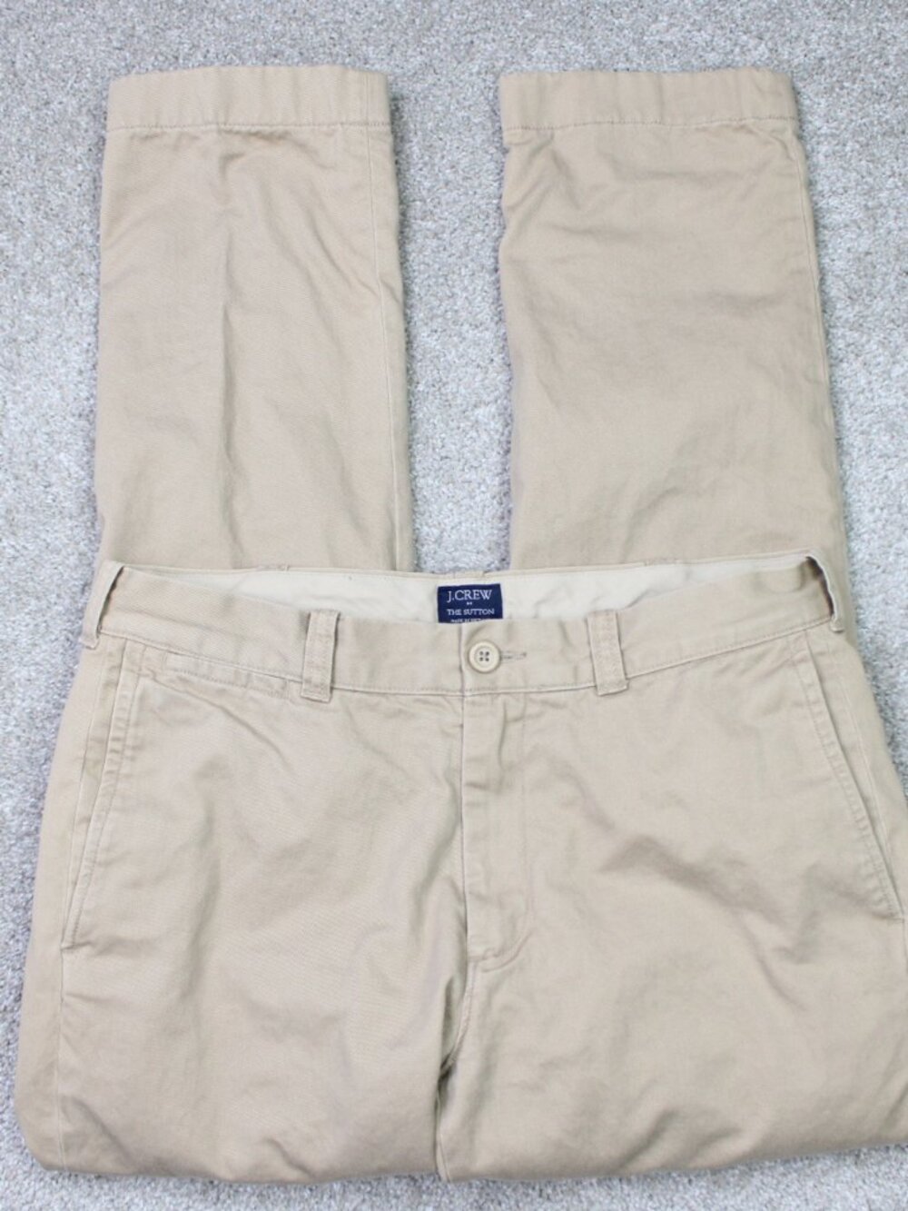 J. Crew Chino Pants Mens 32x30 Beige Sutton Flannel Lined 100% Cotton Straight